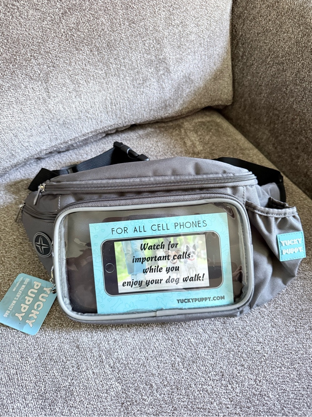 Yucky Puppy Dog Walkers Fanny Pack waist or sling bag- gray/black